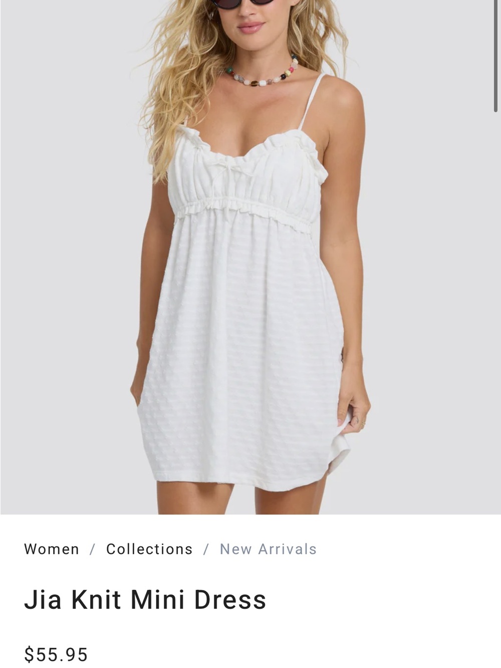 Billabong White Ruffled Spaghetti Strap Mini Dress
